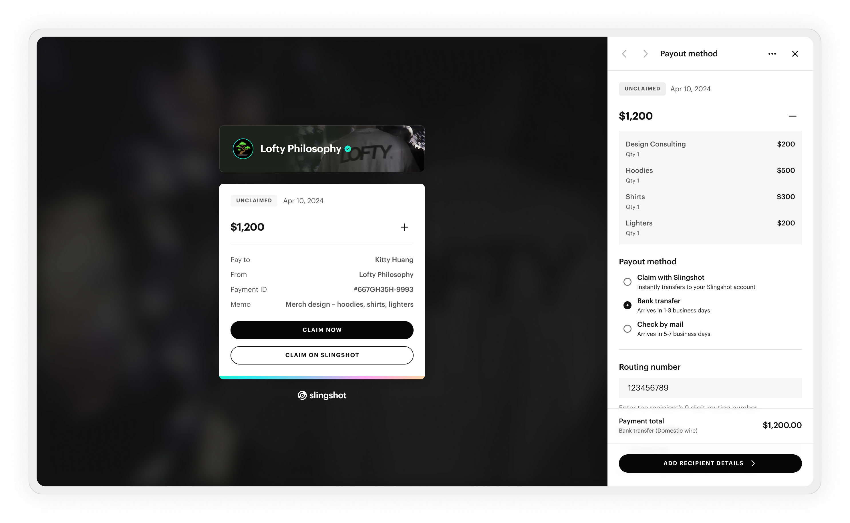 Slingshot-Product-ClaimPayment-Desktop - Michael Hanano